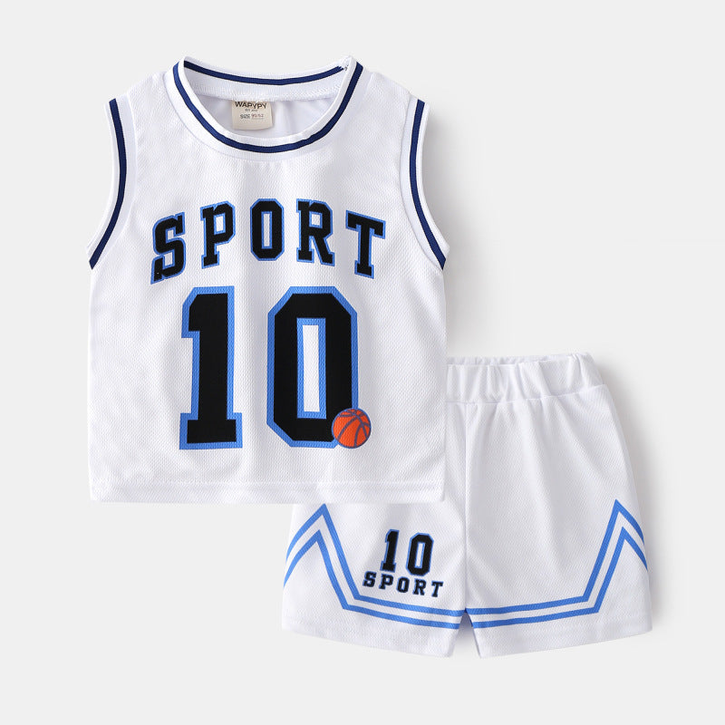 Tide Stijl Tweedelig Basketbaloutfit Tanktop & Shorts voor Kinderen