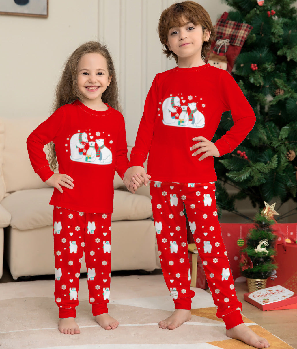 Kerstmis Familie Casual Matching Kerst Pyjama Outfit met Beren Kerstmisprint voor Gezin & Koppels