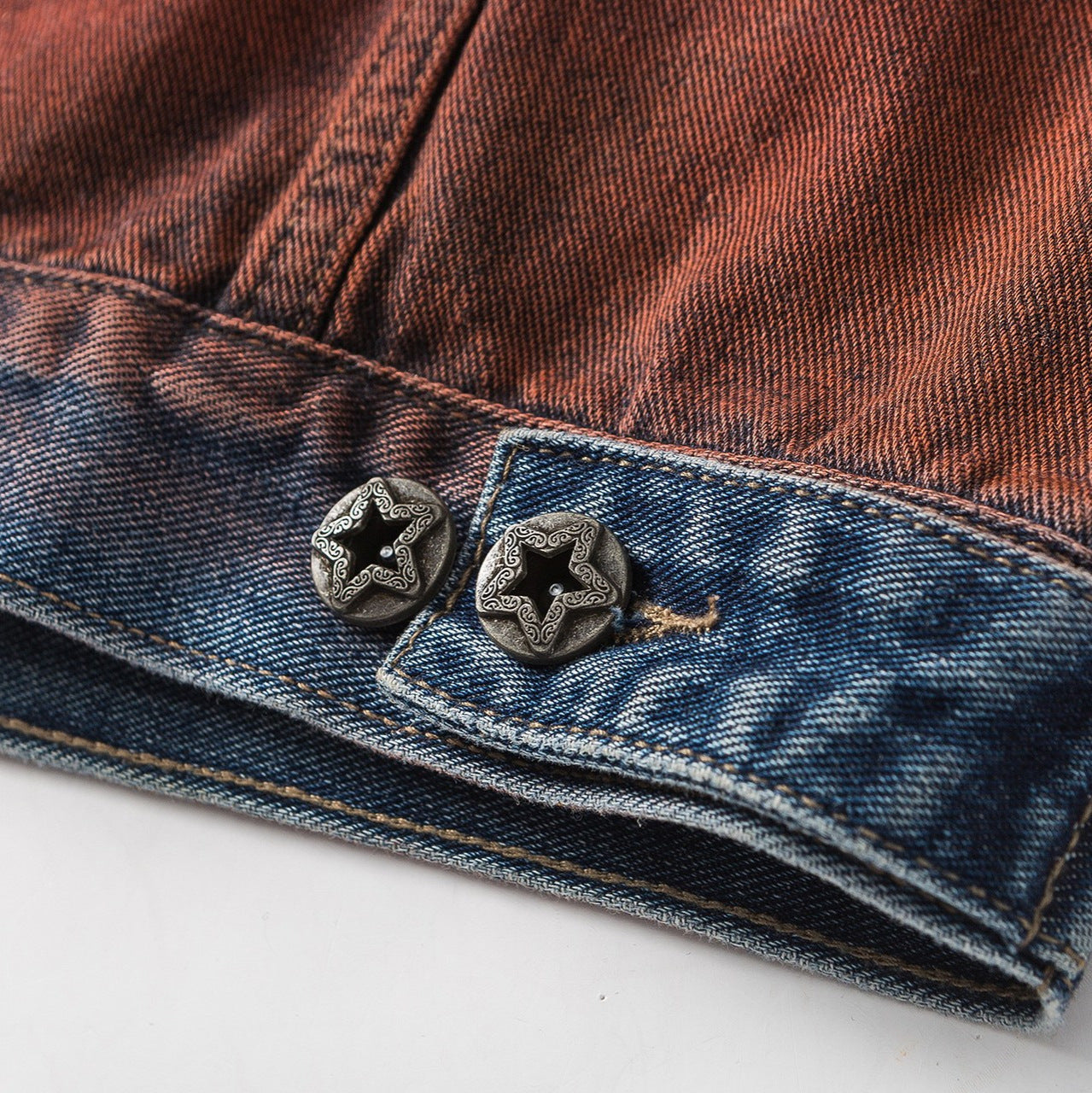 Amerikaanse Retro Gardient Losse Spijkerjacket met Knoopsluitng en Zakken voor Dames & Heren