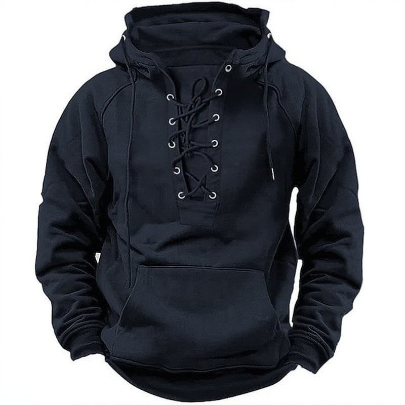 Men's Outdoor Retro Lace-up Hoodie
