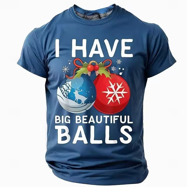 Kerstmis Casual Kerst Humor 3D-Bedrukte Ronde Hals T-shirt met Korte Mouwen voor Heren & Jongens