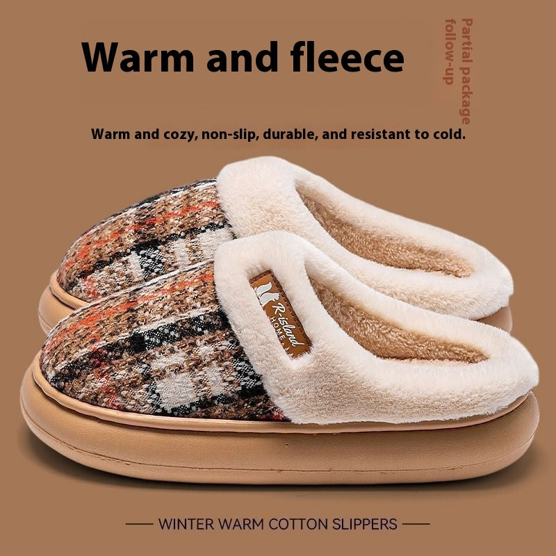 Winterse Warme Geruite Antislip Pantoffels voor Unisex