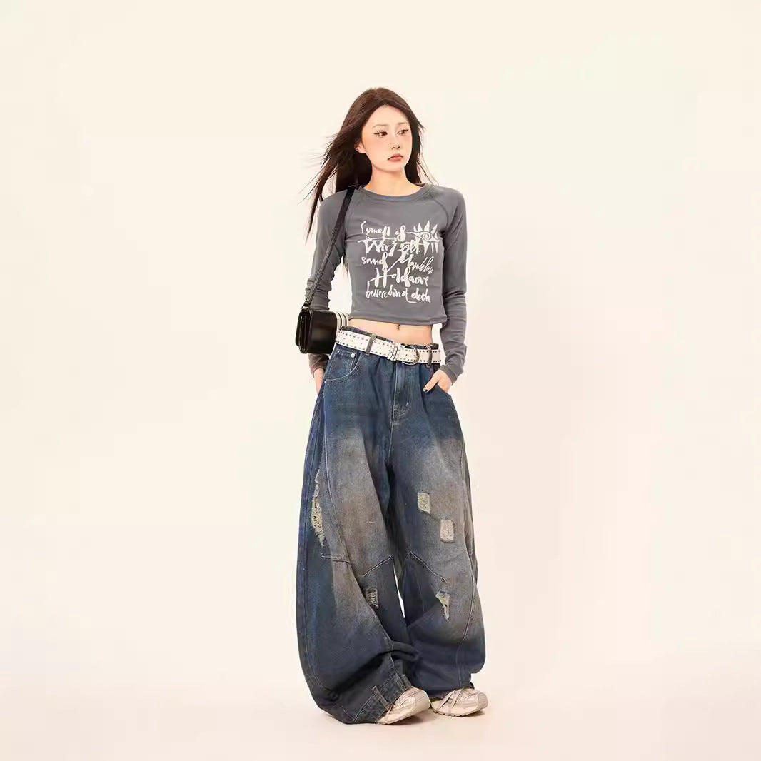 American Retro Losse Slim Fit Jeans voor Dames/ Plus-size & Meiden
