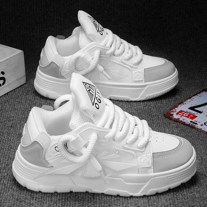 Europese en Amerikaanse Trendy Dagelijks Casual Cartoon Chunky Sneakers van PU-Leer & Mesh met Vetersluiting voor Heren