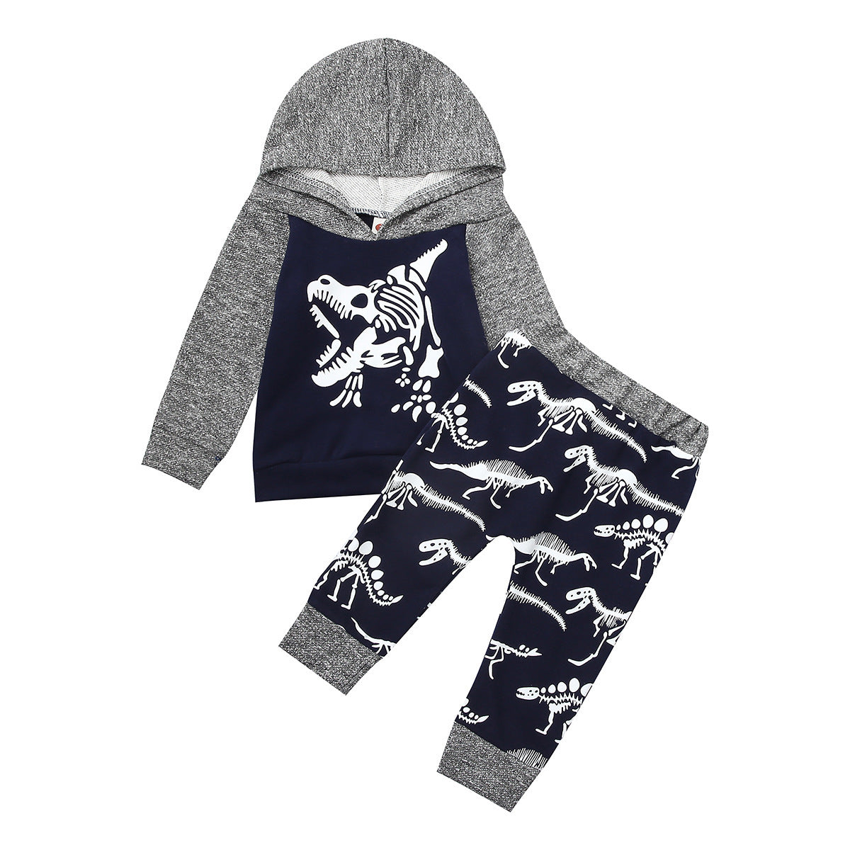 Tweedelig Outfit Hoodie met  Dinosaurus Print & Broek voor Baby's/Peuters
