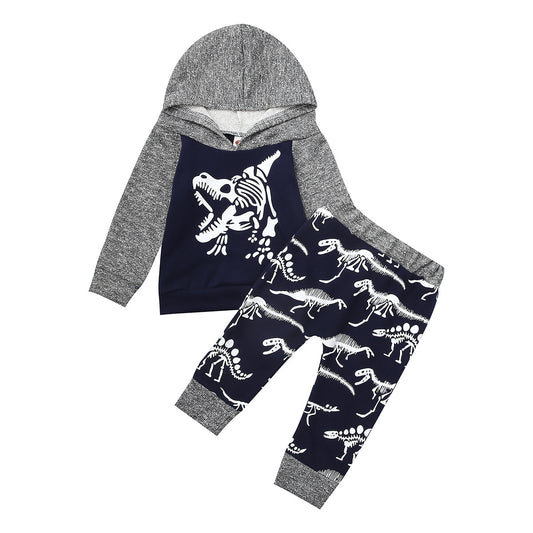 Tweedelig Outfit Hoodie met  Dinosaurus Print & Broek voor Baby's/Peuters