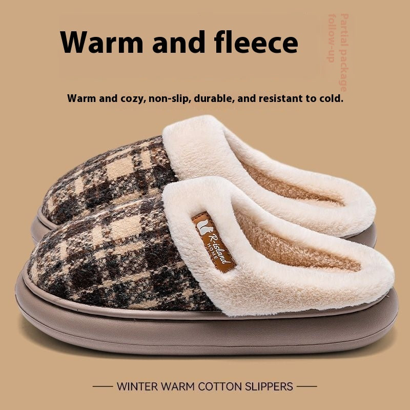 Winterse Warme Geruite Antislip Pantoffels voor Unisex