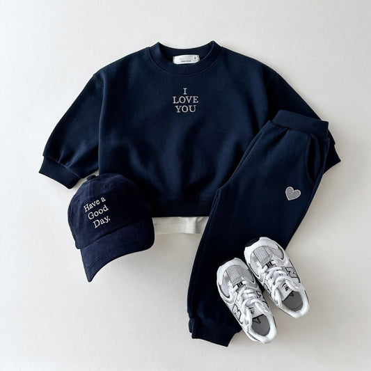 Kinderkleding Tweedelig pak Comfortabele Sweatshirt met Geborduurde Letter Love & Broek