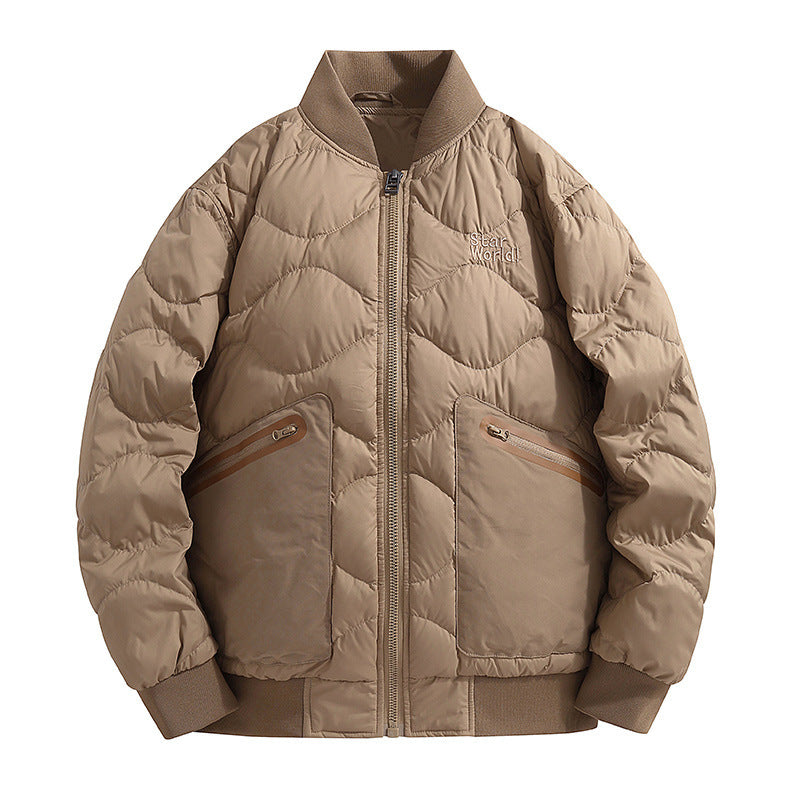 Trendy Designers Ontwerp Spliced Diamond Insulation Winterjas met Ritssluiting voor Heren