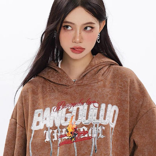 Lettervlam Print Pullover Hoodie