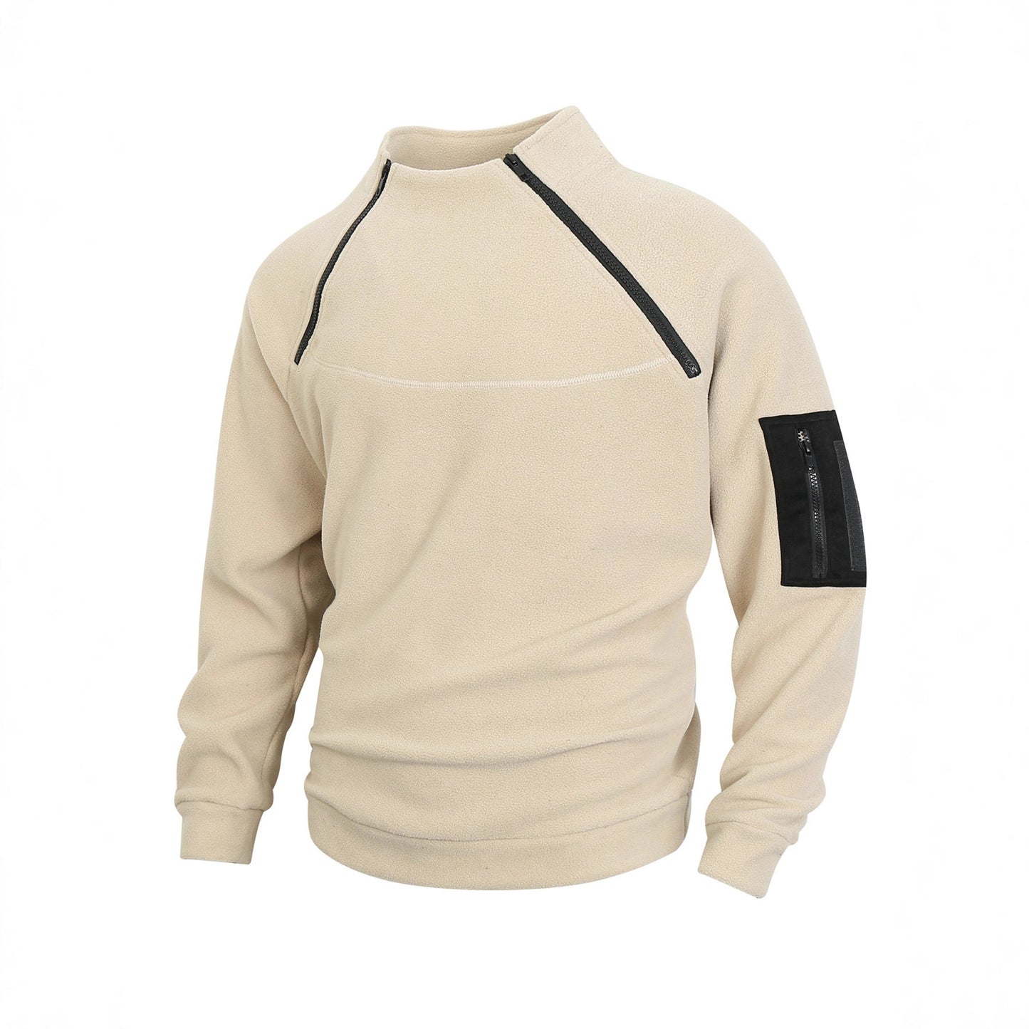 Trendy Koraal Fleece Outdoor Sweatshirt met Ritskraag voor Heren