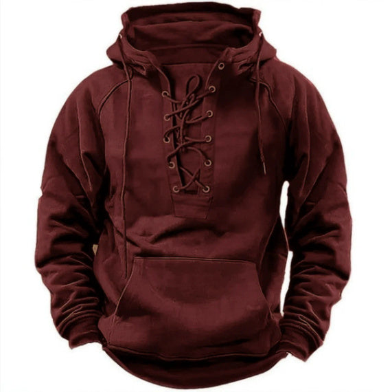 Men's Outdoor Retro Lace-up Hoodie