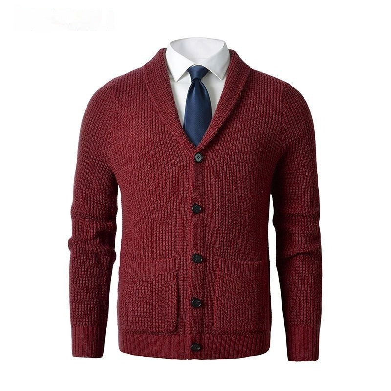 Business Casual Gebreide Wollen Cardigan met V-hals voor Heren