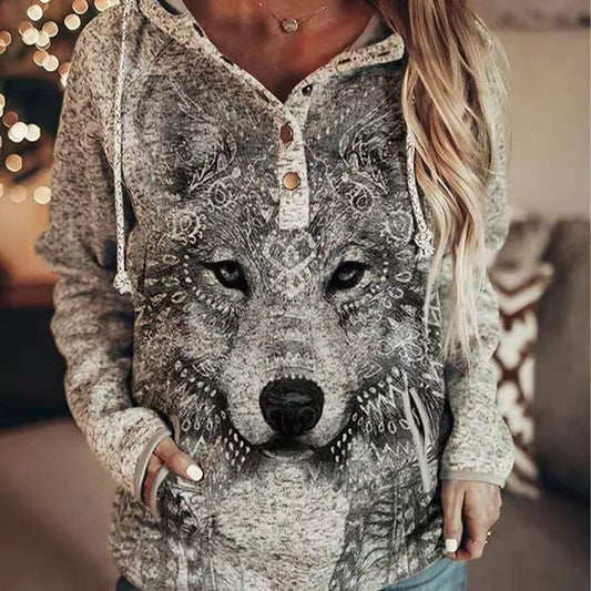 Dames casual hoodie met dierenprint