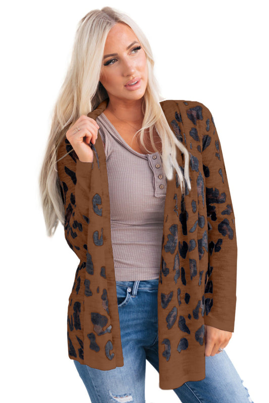 Shiying Europese en Amerikaanse Losse Trui-cardigan met Luipaardprint voor Dames/ Plus-size & Meiden
