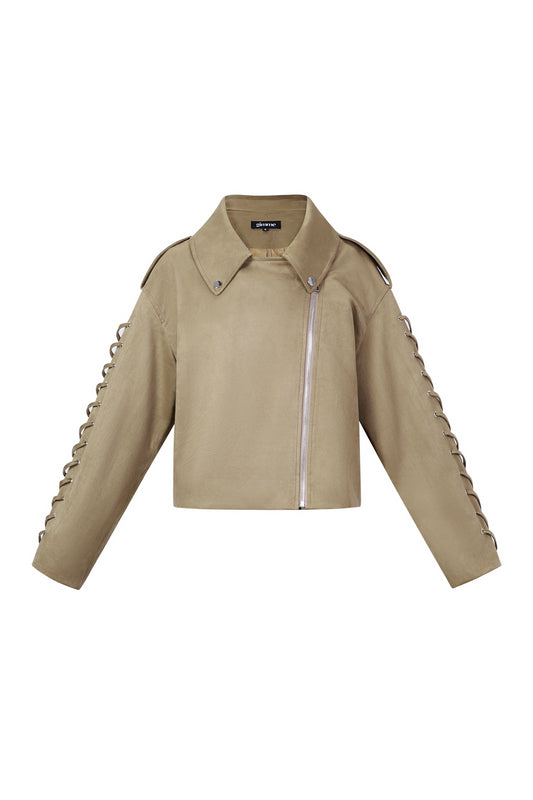 Woven Polyester Fiber Vrouwen Jas Street Style Tie-up