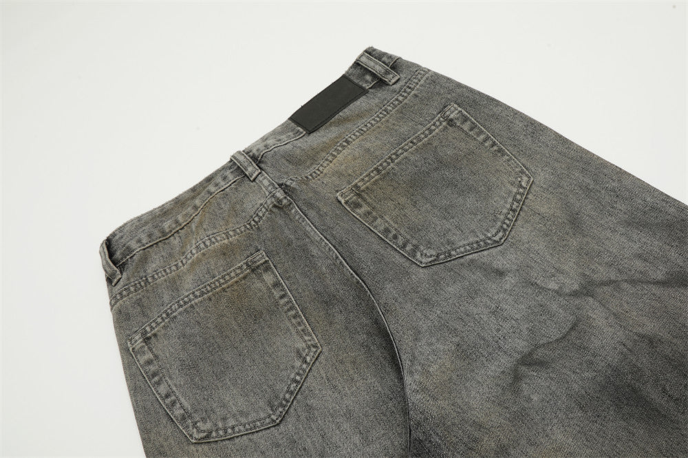 Distressed Retro Straight Jeans in Amerikaanse Stijl voor Heren & Jongens