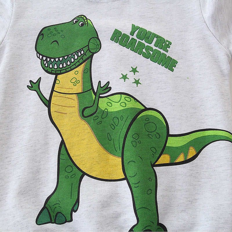 Europese en Amerikaanse Stijl Sweatshirt met Lange Mouwen met Bedrukte dinosaurus voor Kinderen