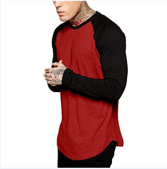 Amerikaanse Trendy Casual Colour Blocking Oversized Raglan T-shirt met Lange Mouwen voor Heren