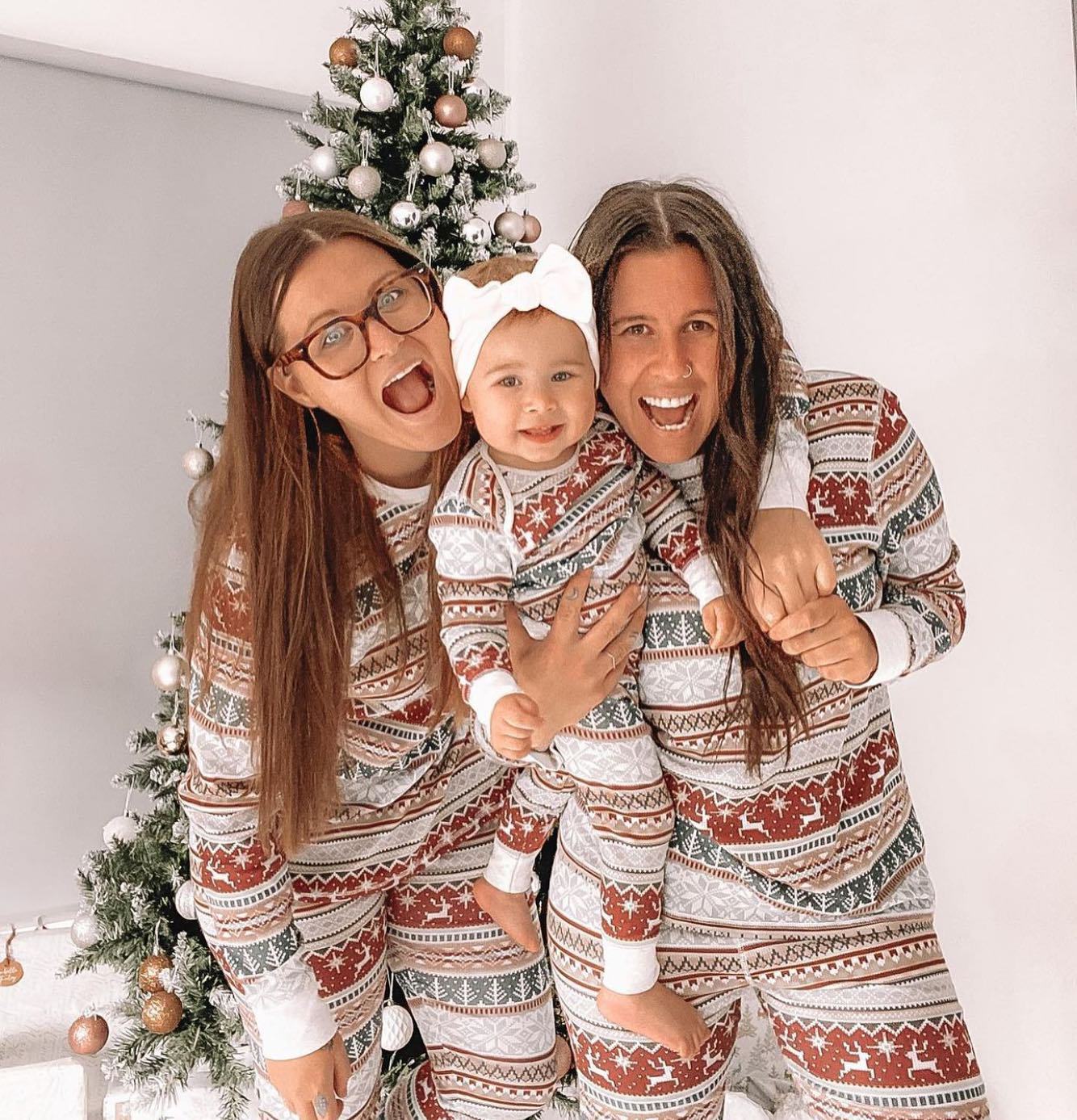 Kerstmis Familie Stijlvolle Casual Matching Kerst Pyjama Set met Kerstmispatroon en Ronde Hals voor Gezin & Koppels