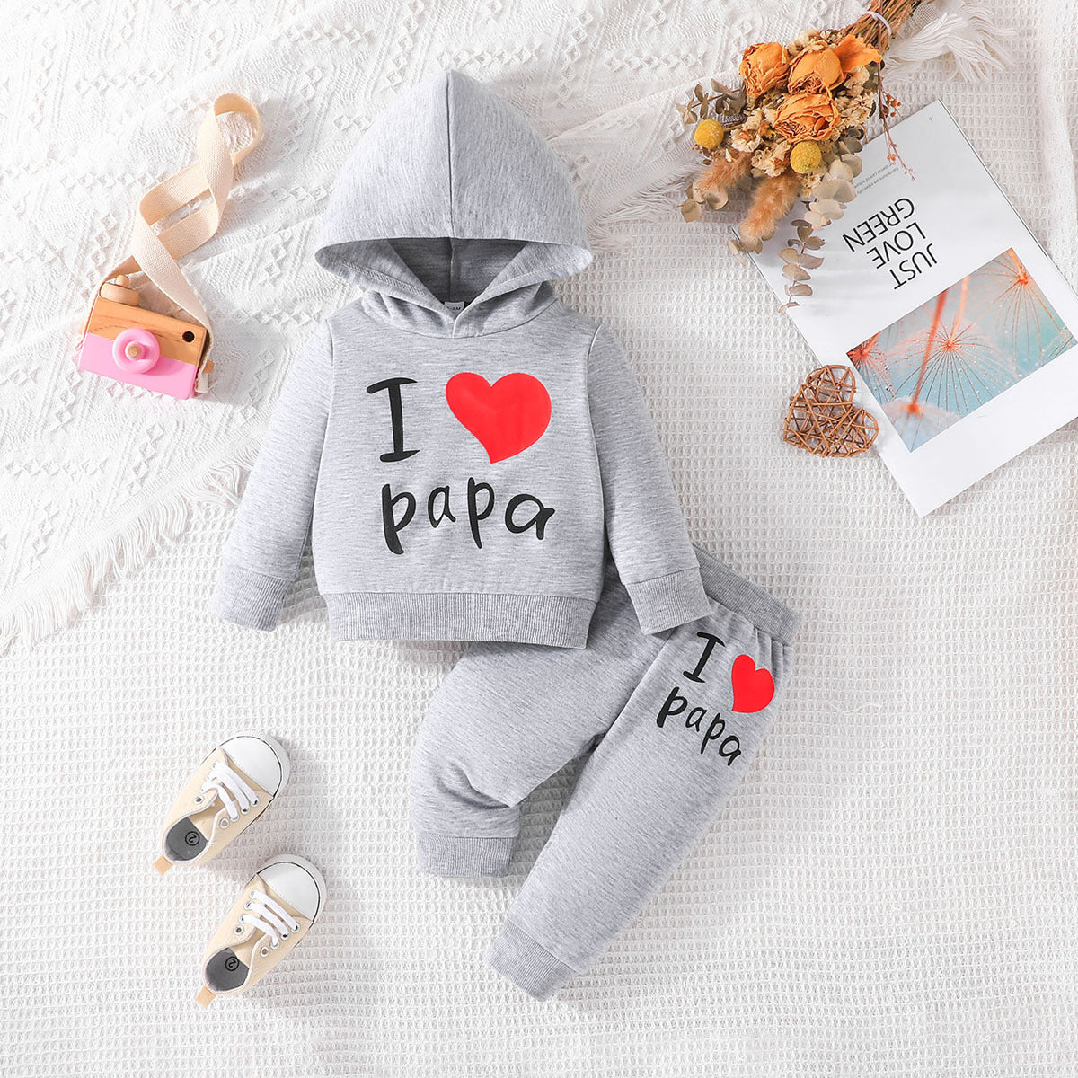 Tweedelige Outfit voor Meisjes Hoodie met Bedrukt Love Letter & Broek voor Baby's/ Peuters
