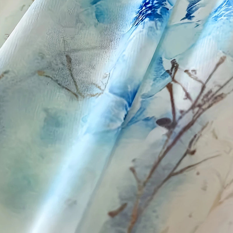 Elegante Diepe V-hals Bloemenprint Boho Maxi-jurk met Lange Mouwen en Ruches voor Dames & Plus-size