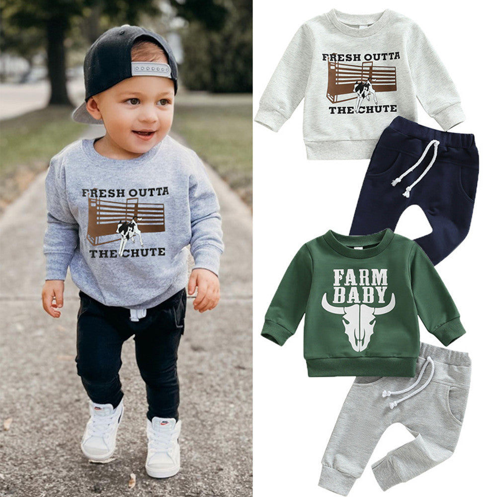 Sweatshirt met Dierenprint & Broek voor Jongens 2-delige Outfit