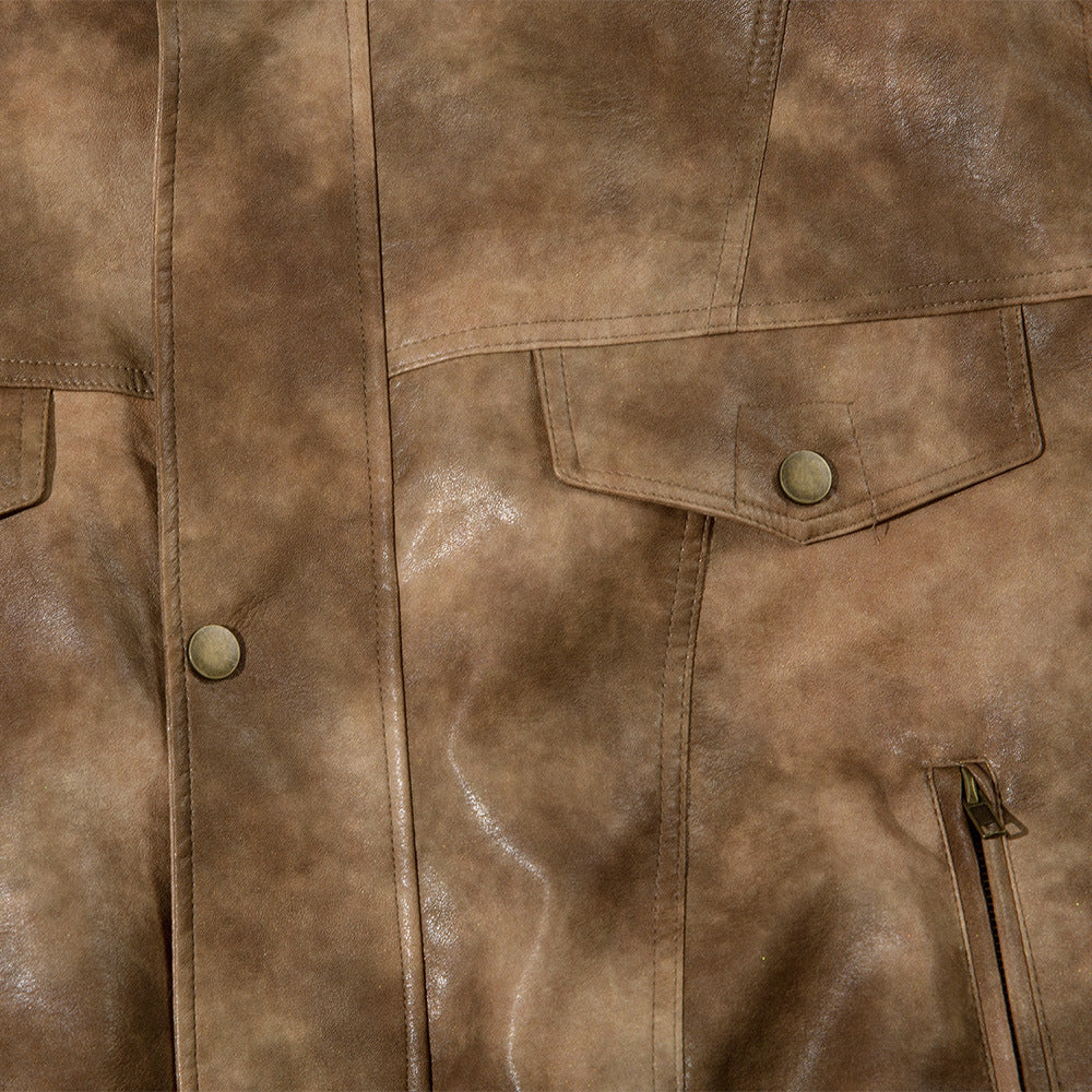 Contrasterende Kleur Jacket van PU-Leer voor Heren & Dames/ Plus-size