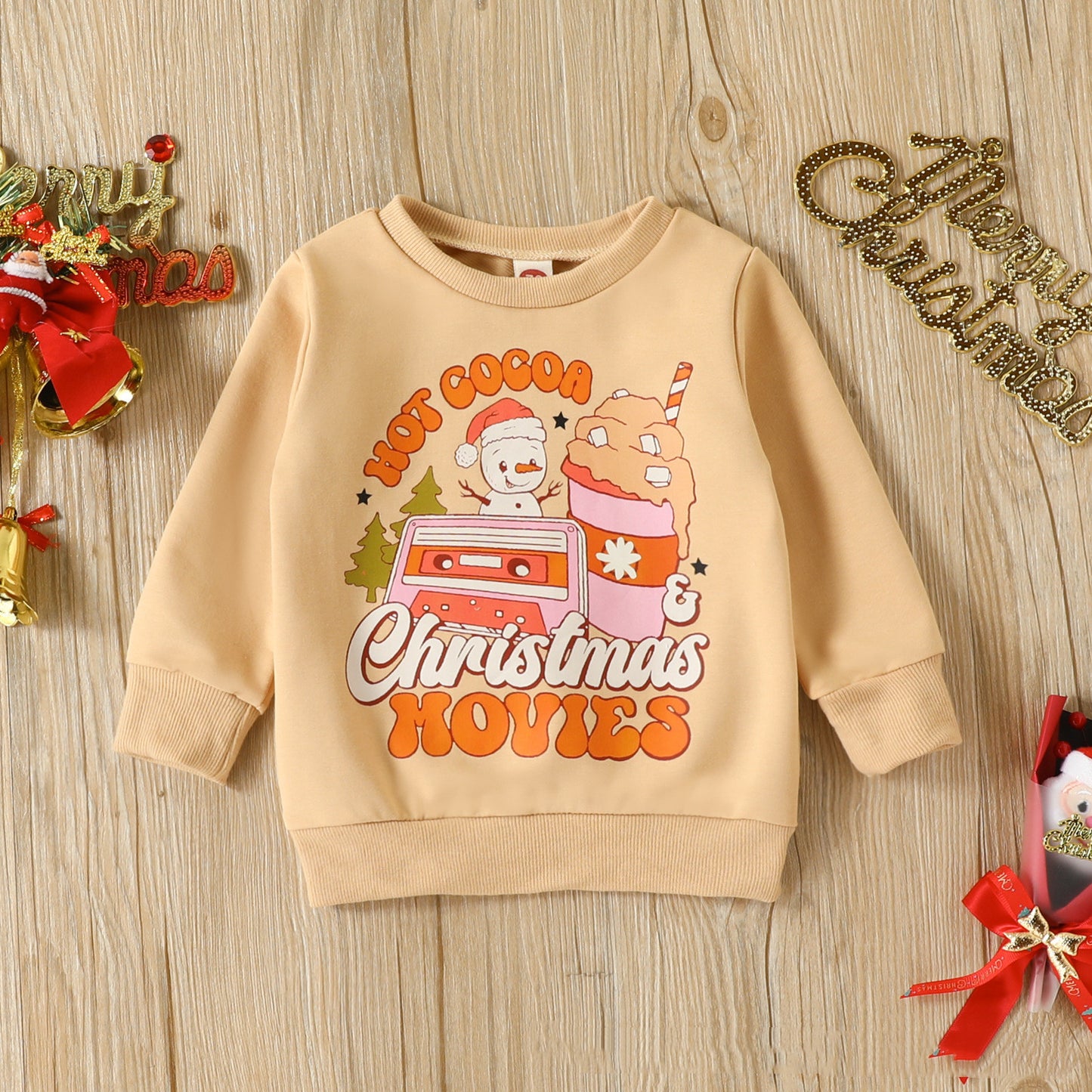 Casual Christmas Sweatshirt met Print in Europese & Amerikaanse Stijl voor Kinderen