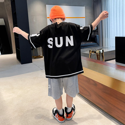 CUHK Kids Tweedelig Sport Outfit T-shirt met Korte Mouwen & Shorts voor Kinderen