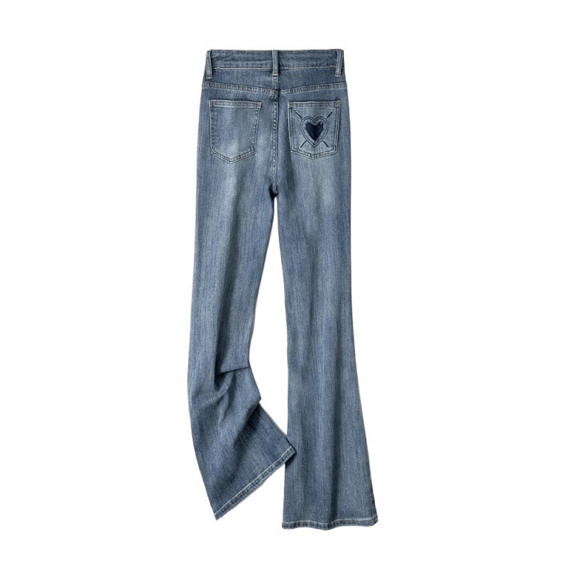 Distressed Skinny Jeans met Geborduurde Hart in Amerikaanse stijl voor Dames/ Plus-size & Meiden