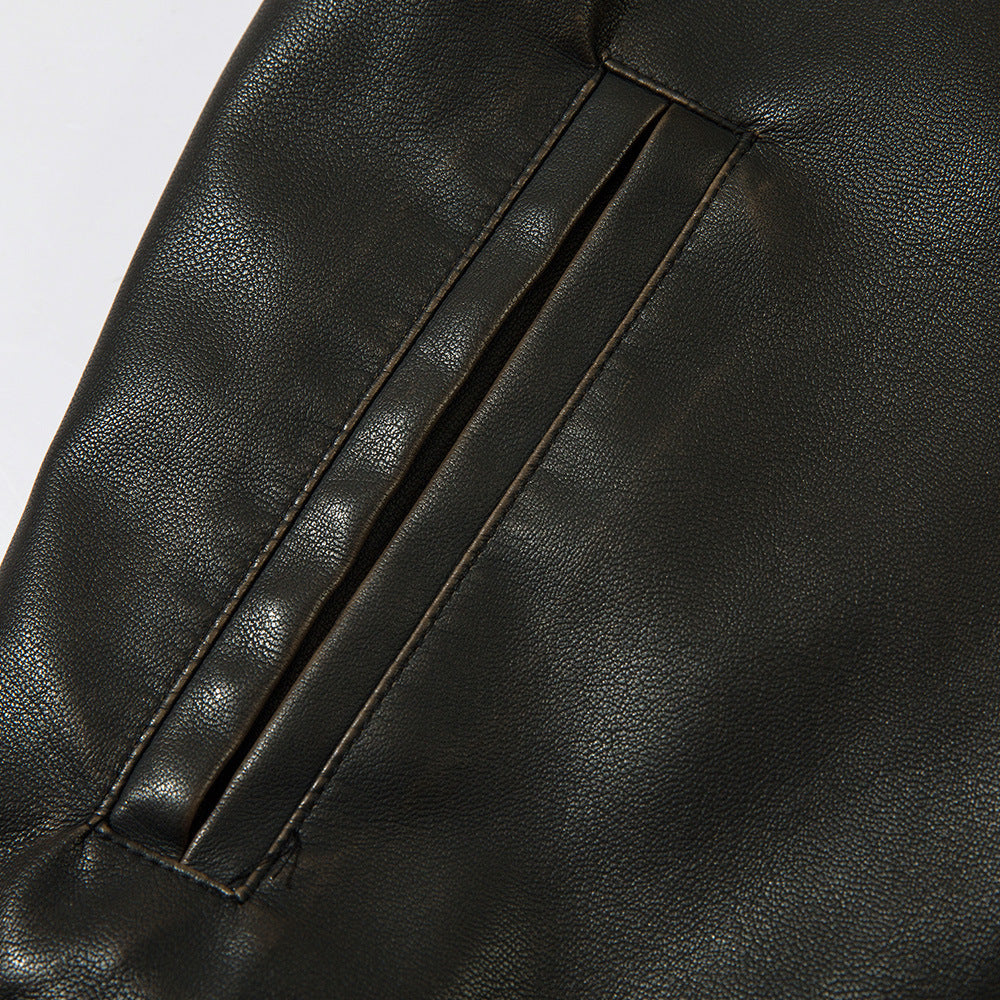 Trendy Effen Losse Jas van PU-Leer voor Heren