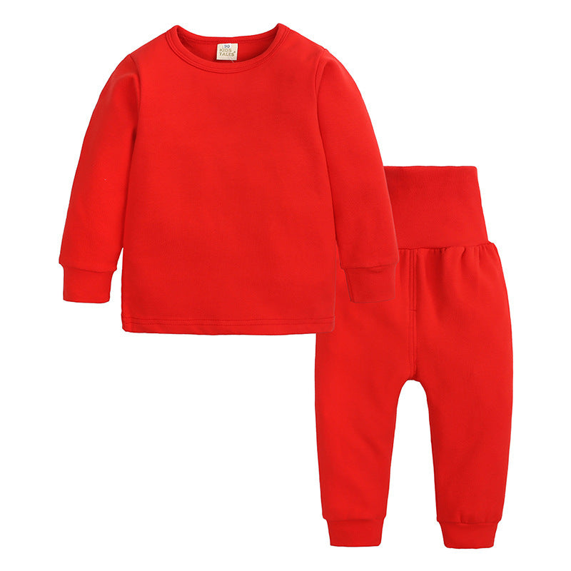 Winterse Warme Basic Kinderpyjama Tweedelig-Set