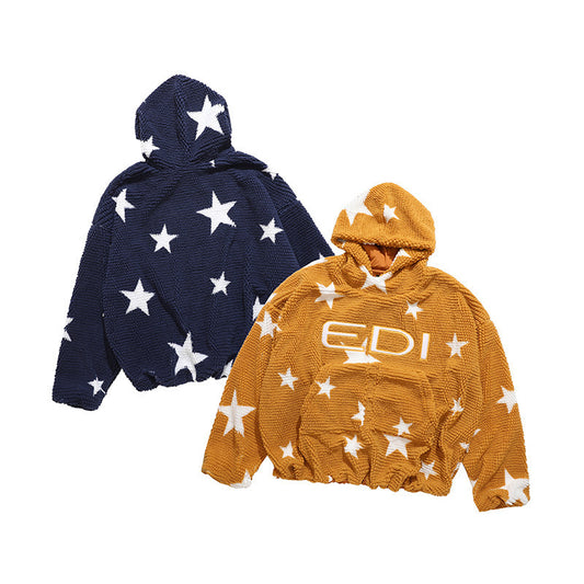 Amerikaanse Street Style Losse Capuchon Trui met Sterpatroon voor Unisex