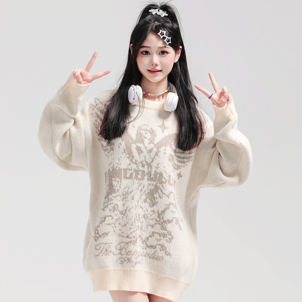 Amerikaanse Casual Standbeeld Engel Trui voor Dames