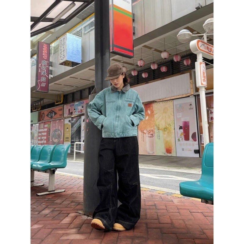 American Designer Retro Washed Design Draping Jeans voor Unisex