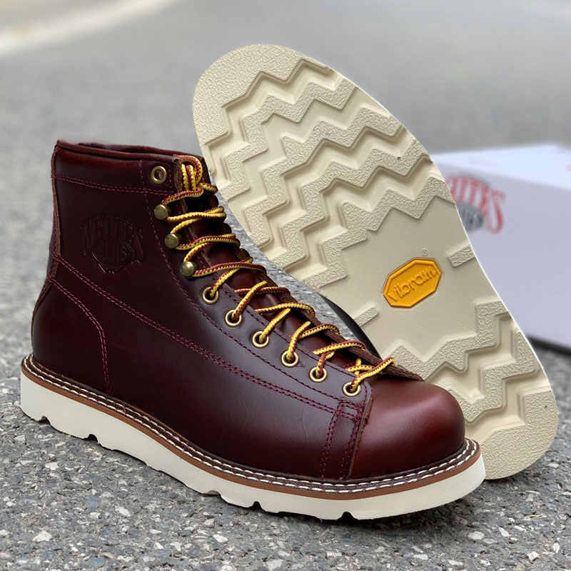 Amerikaanse Stijlvolle Retro Casual Effen Kleur Korte Workboots van Echt Leer met Doorlopende Vetersluiting voor Heren