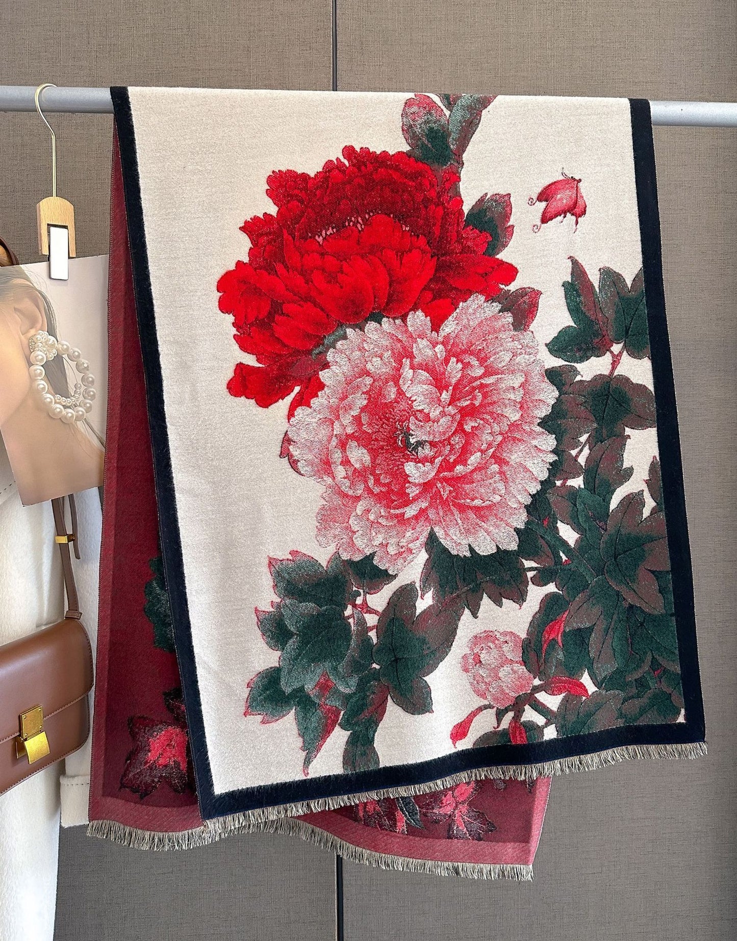 Retro Floral Kunstmatige Kasjmier Sjaal Dames Dikke Warme Sjaal