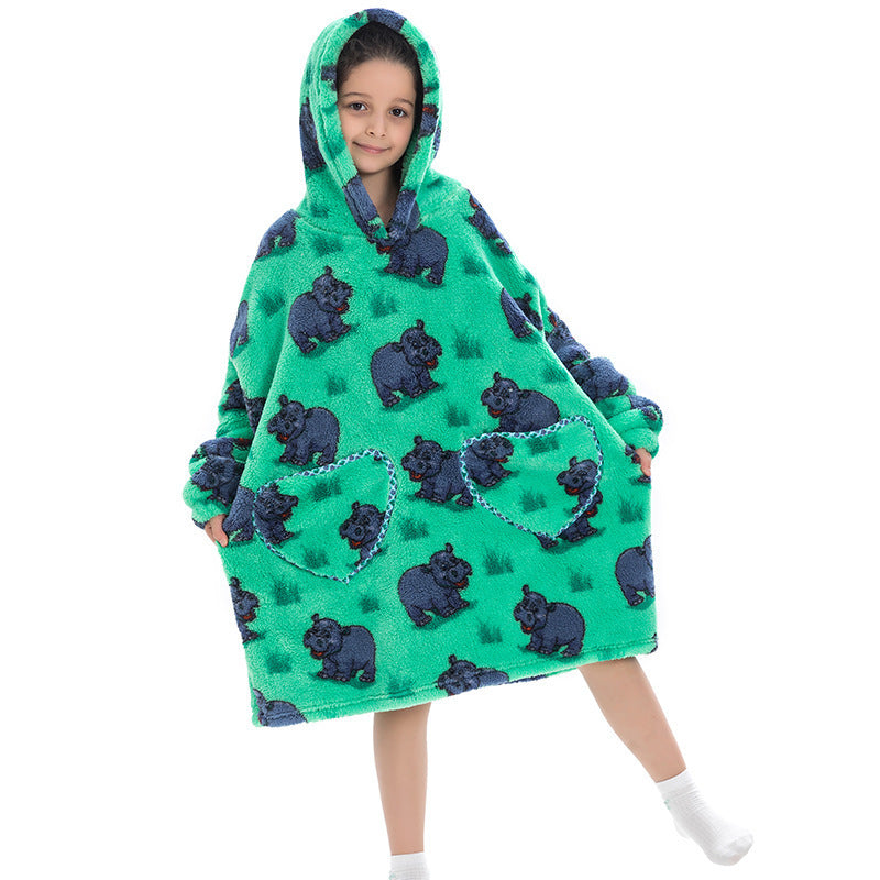 Oversized Flanellen Thermische Pyjama Sweatshirt met Print voor Kinderen / Tieners