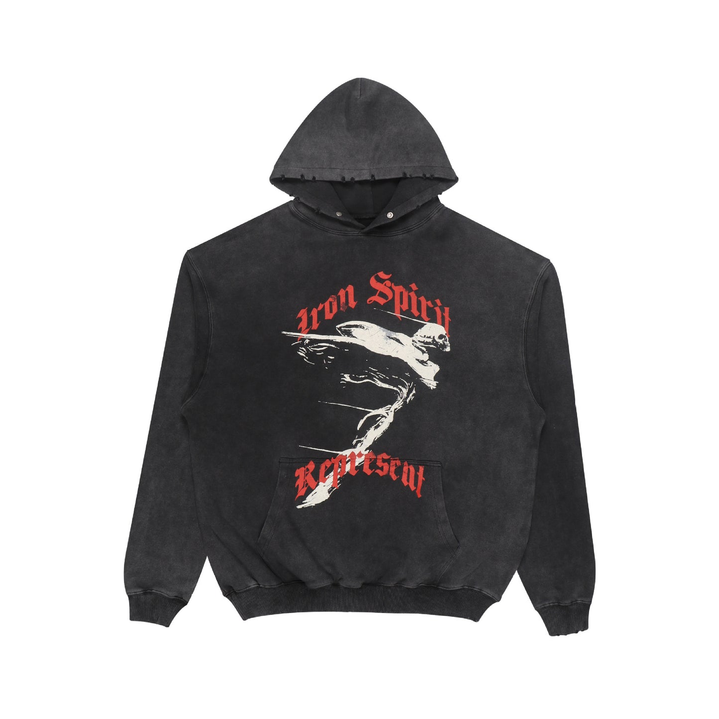 Metalen engelprint distressed oversized hoodie