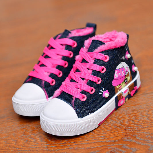 Casual Canvas Sneakers met Cartoon Bedrukking en Rubber Zool voor Meisjes