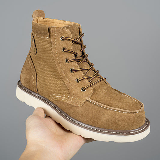 Amerikaanse Designer Vintage Effen Kleur Veterlaarzen van Echt Suède-leer voor Heren