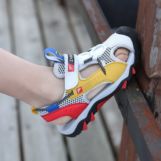 Unieke Stijlvolle Casual Effen Kleur Baotou Sport/Strand Sandalen met Klittenband voor Jongens