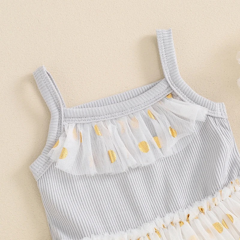 Meisjesjurken Casual Halter Mesh met Hoofdbloem