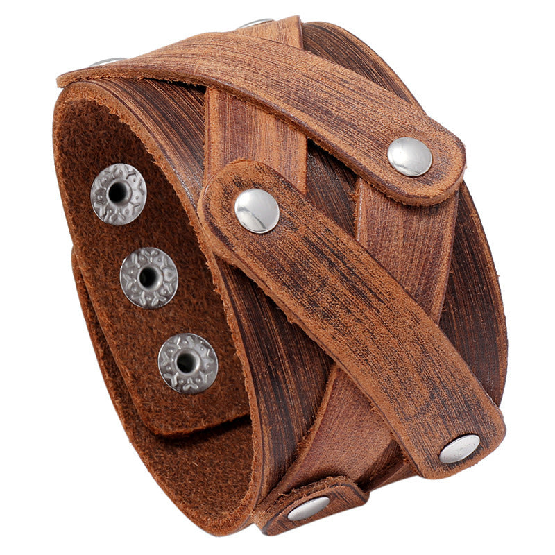 Vintage Eenvoudige Oude Meerlaagse Armband van Leer voor Unisex