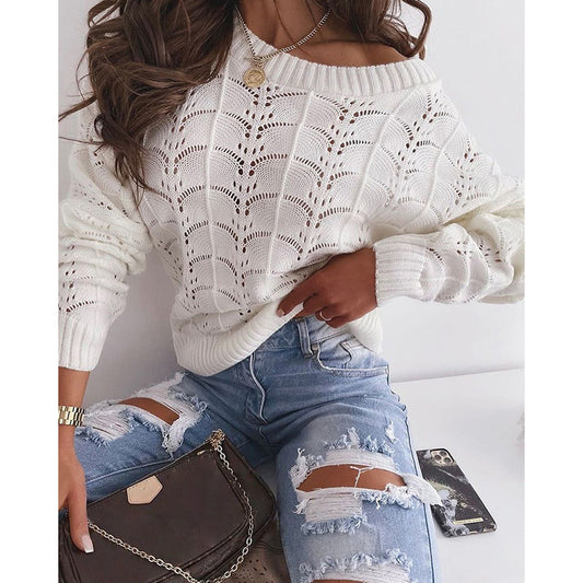 Europese en Amerikaanse Stijl Casual  Gebreide Holle Trui met Vleermuismouwen voor Dames/ Plus-size & Meiden