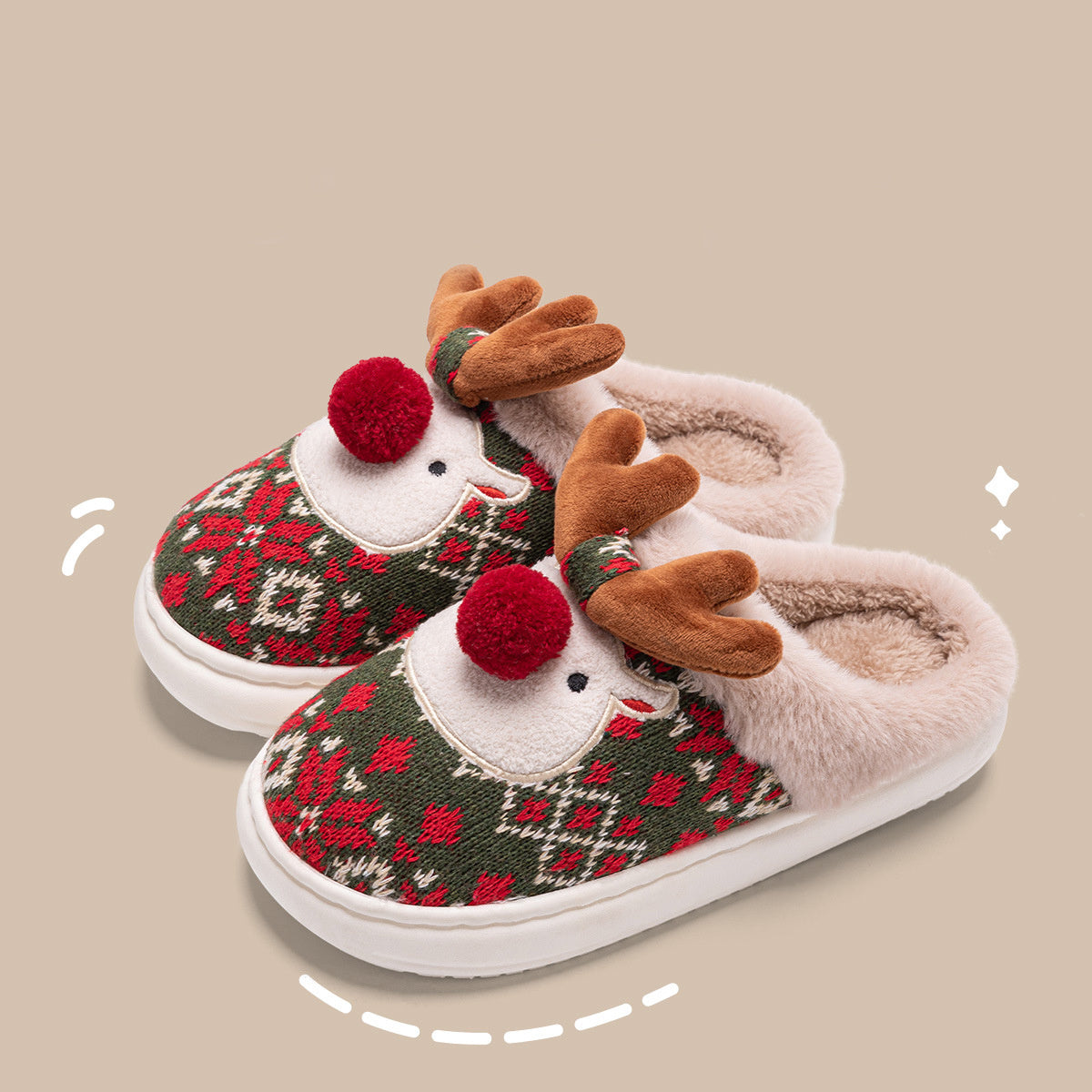 Kerstmis Modieuze Schattige Antislip Winter Kerstpantoffels van Pluche voor in Huis voor Dames & Meiden