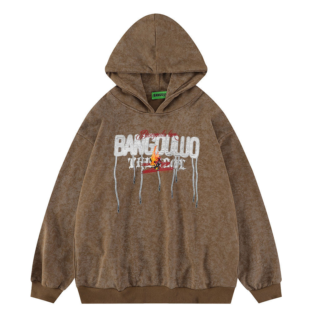 Lettervlam Print Pullover Hoodie