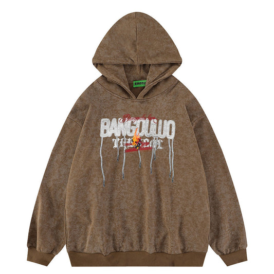 Lettervlam Print Pullover Hoodie