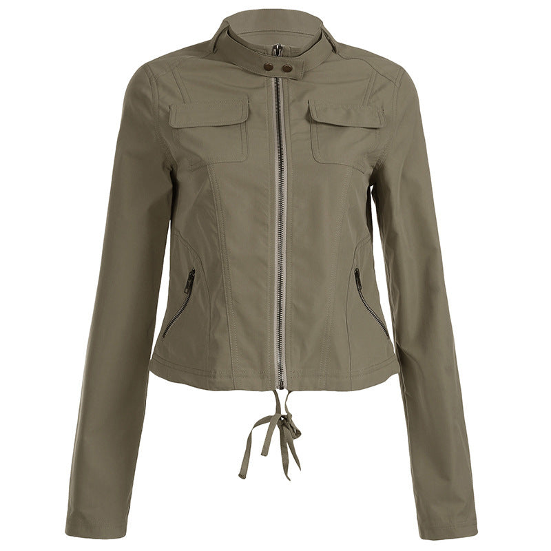 Heavy Industry Trendy Design Amerikaanse en Europese Vintage Cargo-jacket met Ritssluiting en Zakken voor Dames